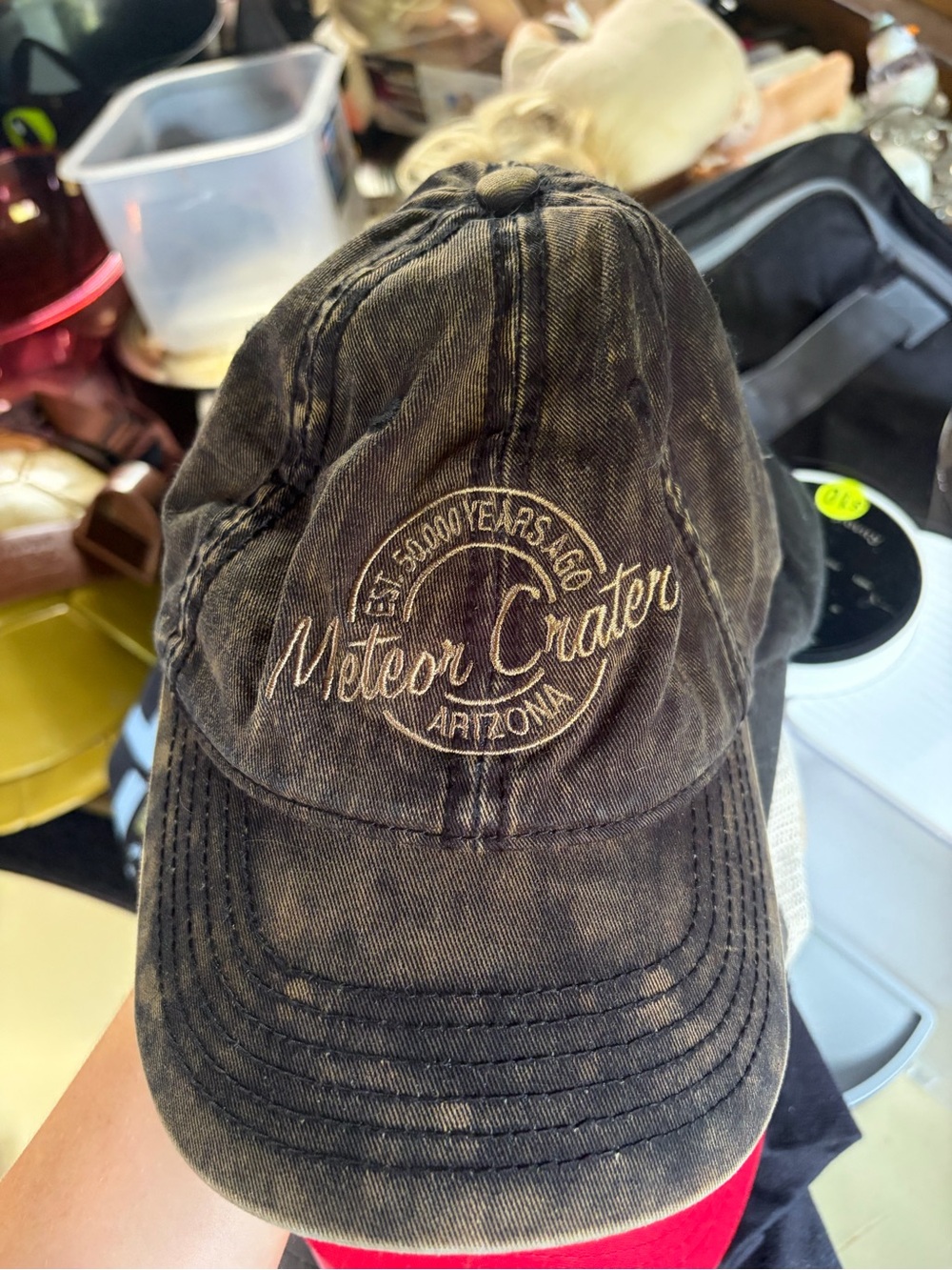 Meteor Crater Arizona Embroidered Baseball Cap - Washed Black